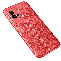 Silikon Hülle Handyhülle Gummi Schutzhülle Flexible Leder Tasche S02 für Vivo iQOO 8 Pro 5G Rot