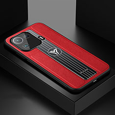 Silikon Hülle Handyhülle Gummi Schutzhülle Flexible Leder Tasche S02 für Xiaomi Mi 11 Pro 5G Rot