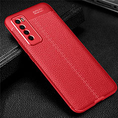 Silikon Hülle Handyhülle Gummi Schutzhülle Flexible Leder Tasche S03 für Huawei Nova 7 5G Rot