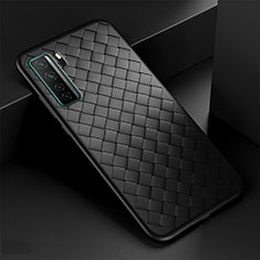 Silikon Hülle Handyhülle Gummi Schutzhülle Flexible Leder Tasche S03 für Huawei P40 Lite 5G Schwarz