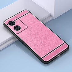 Silikon Hülle Handyhülle Gummi Schutzhülle Flexible Leder Tasche S03 für Oppo A1 Pro 5G Rosa