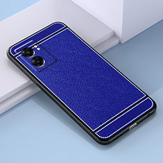 Silikon Hülle Handyhülle Gummi Schutzhülle Flexible Leder Tasche S03 für Oppo A56S 5G Blau