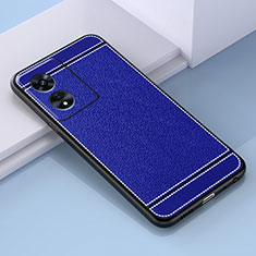 Silikon Hülle Handyhülle Gummi Schutzhülle Flexible Leder Tasche S03 für Oppo A58x 5G Blau