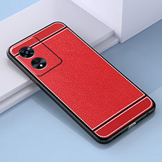 Silikon Hülle Handyhülle Gummi Schutzhülle Flexible Leder Tasche S03 für Oppo A58x 5G Rot