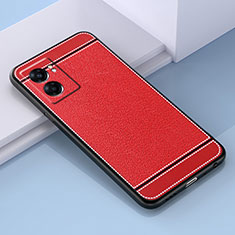 Silikon Hülle Handyhülle Gummi Schutzhülle Flexible Leder Tasche S03 für Oppo A77 5G Rot