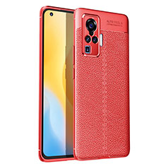 Silikon Hülle Handyhülle Gummi Schutzhülle Flexible Leder Tasche S03 für Vivo X50 Pro 5G Rot