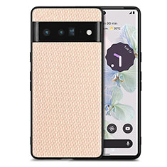 Silikon Hülle Handyhülle Gummi Schutzhülle Flexible Leder Tasche S03D für Google Pixel 6 Pro 5G Gold