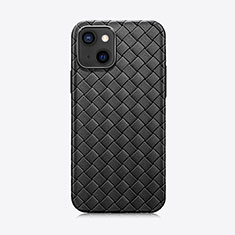 Silikon Hülle Handyhülle Gummi Schutzhülle Flexible Leder Tasche S06 für Apple iPhone 13 Mini Schwarz