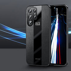 Silikon Hülle Handyhülle Gummi Schutzhülle Flexible Leder Tasche S07 für Samsung Galaxy S21 Ultra 5G Schwarz