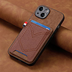 Silikon Hülle Handyhülle Gummi Schutzhülle Flexible Leder Tasche SD1 für Apple iPhone 14 Plus Braun