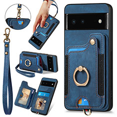 Silikon Hülle Handyhülle Gummi Schutzhülle Flexible Leder Tasche SD1 für Google Pixel 6 5G Blau