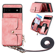 Silikon Hülle Handyhülle Gummi Schutzhülle Flexible Leder Tasche SD1 für Google Pixel 6a 5G Rosa