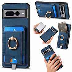 Silikon Hülle Handyhülle Gummi Schutzhülle Flexible Leder Tasche SD1 für Google Pixel 7 Pro 5G Blau