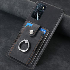 Silikon Hülle Handyhülle Gummi Schutzhülle Flexible Leder Tasche SD1 für Oppo A54s Schwarz