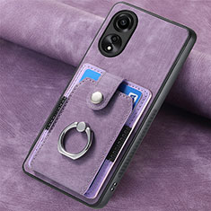 Silikon Hülle Handyhülle Gummi Schutzhülle Flexible Leder Tasche SD1 für Oppo A78 4G Helles Lila