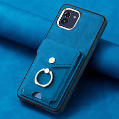 Silikon Hülle Handyhülle Gummi Schutzhülle Flexible Leder Tasche SD1 für Samsung Galaxy A03 Blau