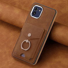 Silikon Hülle Handyhülle Gummi Schutzhülle Flexible Leder Tasche SD1 für Samsung Galaxy A03 Braun