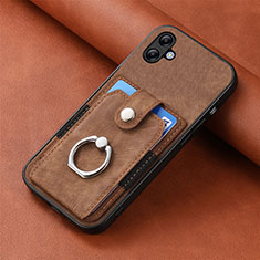 Silikon Hülle Handyhülle Gummi Schutzhülle Flexible Leder Tasche SD1 für Samsung Galaxy A04 4G Braun