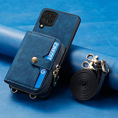 Silikon Hülle Handyhülle Gummi Schutzhülle Flexible Leder Tasche SD1 für Samsung Galaxy A12 5G Blau