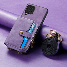 Silikon Hülle Handyhülle Gummi Schutzhülle Flexible Leder Tasche SD1 für Samsung Galaxy A12 5G Helles Lila