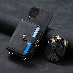 Silikon Hülle Handyhülle Gummi Schutzhülle Flexible Leder Tasche SD1 für Samsung Galaxy A12 Schwarz