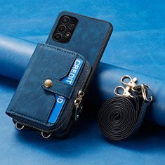 Silikon Hülle Handyhülle Gummi Schutzhülle Flexible Leder Tasche SD1 für Samsung Galaxy A32 5G Blau
