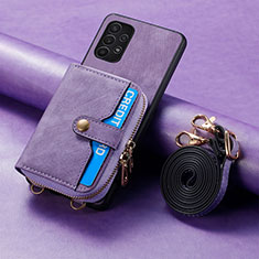 Silikon Hülle Handyhülle Gummi Schutzhülle Flexible Leder Tasche SD1 für Samsung Galaxy A32 5G Helles Lila