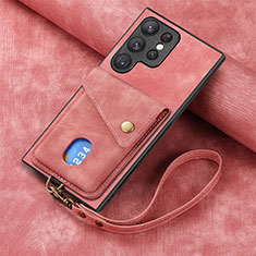 Silikon Hülle Handyhülle Gummi Schutzhülle Flexible Leder Tasche SD1 für Samsung Galaxy S23 Ultra 5G Rosa