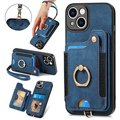 Silikon Hülle Handyhülle Gummi Schutzhülle Flexible Leder Tasche SD12 für Apple iPhone 13 Blau