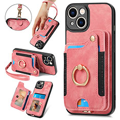 Silikon Hülle Handyhülle Gummi Schutzhülle Flexible Leder Tasche SD12 für Apple iPhone 14 Plus Rosa