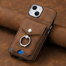 Silikon Hülle Handyhülle Gummi Schutzhülle Flexible Leder Tasche SD15 für Apple iPhone 14 Plus Braun