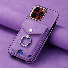 Silikon Hülle Handyhülle Gummi Schutzhülle Flexible Leder Tasche SD15 für Apple iPhone 14 Pro Helles Lila