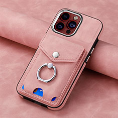 Silikon Hülle Handyhülle Gummi Schutzhülle Flexible Leder Tasche SD15 für Apple iPhone 14 Pro Rosa