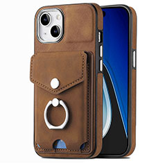Silikon Hülle Handyhülle Gummi Schutzhülle Flexible Leder Tasche SD16 für Apple iPhone 14 Plus Braun