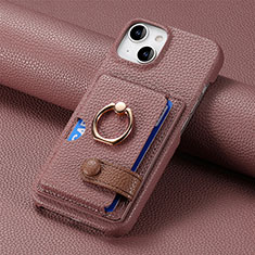 Silikon Hülle Handyhülle Gummi Schutzhülle Flexible Leder Tasche SD17 für Apple iPhone 14 Hellbraun