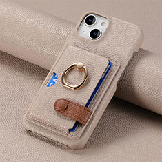 Silikon Hülle Handyhülle Gummi Schutzhülle Flexible Leder Tasche SD17 für Apple iPhone 14 Kahki