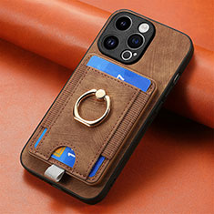 Silikon Hülle Handyhülle Gummi Schutzhülle Flexible Leder Tasche SD18 für Apple iPhone 14 Pro Braun