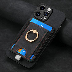 Silikon Hülle Handyhülle Gummi Schutzhülle Flexible Leder Tasche SD18 für Apple iPhone 15 Pro Max Schwarz
