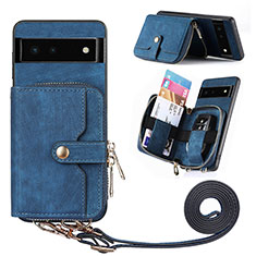 Silikon Hülle Handyhülle Gummi Schutzhülle Flexible Leder Tasche SD2 für Google Pixel 6 5G Blau