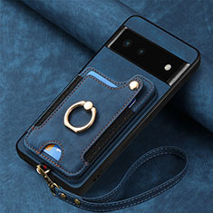 Silikon Hülle Handyhülle Gummi Schutzhülle Flexible Leder Tasche SD2 für Google Pixel 6 5G Blau