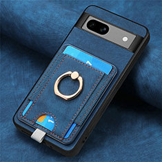 Silikon Hülle Handyhülle Gummi Schutzhülle Flexible Leder Tasche SD2 für Google Pixel 7a 5G Blau