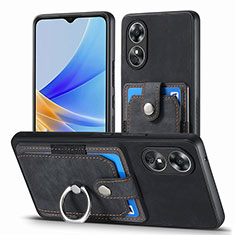 Silikon Hülle Handyhülle Gummi Schutzhülle Flexible Leder Tasche SD2 für Oppo A17 Schwarz