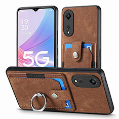 Silikon Hülle Handyhülle Gummi Schutzhülle Flexible Leder Tasche SD2 für Oppo A58 5G Braun