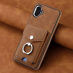 Silikon Hülle Handyhülle Gummi Schutzhülle Flexible Leder Tasche SD2 für Samsung Galaxy A04 4G Braun