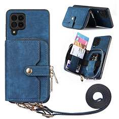 Silikon Hülle Handyhülle Gummi Schutzhülle Flexible Leder Tasche SD2 für Samsung Galaxy A12 Blau