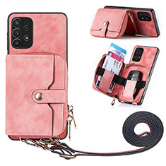 Silikon Hülle Handyhülle Gummi Schutzhülle Flexible Leder Tasche SD2 für Samsung Galaxy M32 5G Rosa