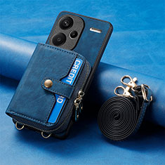 Silikon Hülle Handyhülle Gummi Schutzhülle Flexible Leder Tasche SD2 für Xiaomi Redmi Note 13 Pro+ Plus 5G Blau