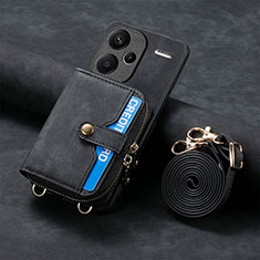 Silikon Hülle Handyhülle Gummi Schutzhülle Flexible Leder Tasche SD2 für Xiaomi Redmi Note 13 Pro+ Plus 5G Schwarz