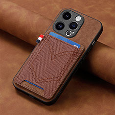 Silikon Hülle Handyhülle Gummi Schutzhülle Flexible Leder Tasche SD3 für Apple iPhone 13 Pro Braun