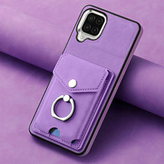 Silikon Hülle Handyhülle Gummi Schutzhülle Flexible Leder Tasche SD3 für Samsung Galaxy A12 Violett